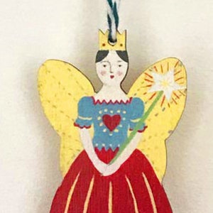 Christmas ballet fairy - wooden hanging decoration