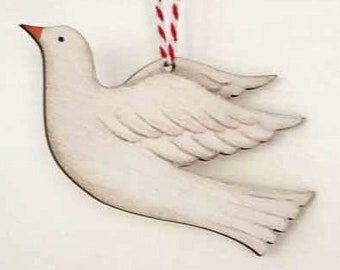 Dove - wooden hanging decoration