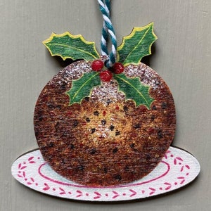 Christmas Pudding - wooden hanging decoration