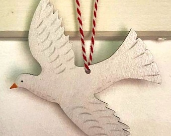 Swooping Dove - wooden hanging decoration