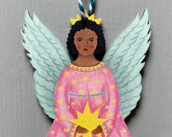 Eternal Star Angel - wooden hanging decoration