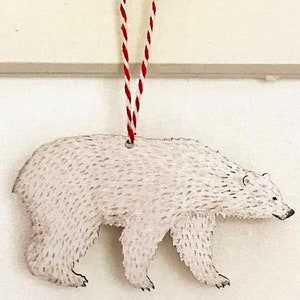 Polar Bear - wooden hanging decoration