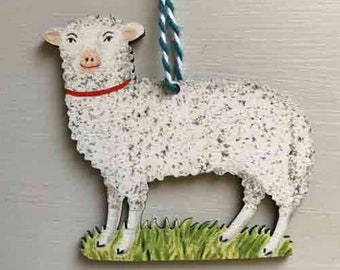 Lamb - wooden hanging decoration