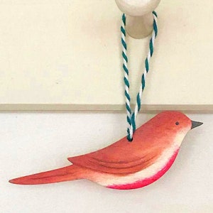 Robin Red Breast - wooden hanging decoration