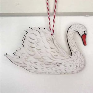 Swan - wooden hanging decoration