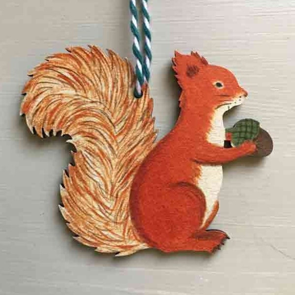 Red Squirrel - wooden hanging decoration