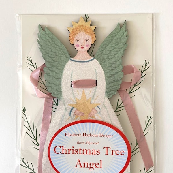 Wooden CHRISTMAS ANGEL Tree Topper