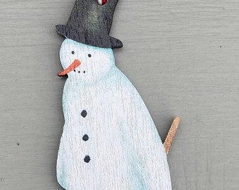 Snowman - wooden hanging decoration
