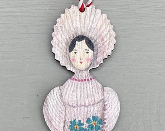 Miss Cockleshell - wooden hanging decoration