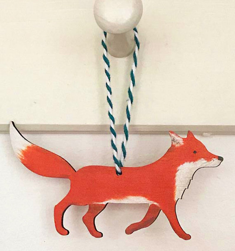 Fox wooden hanging decoration image 1