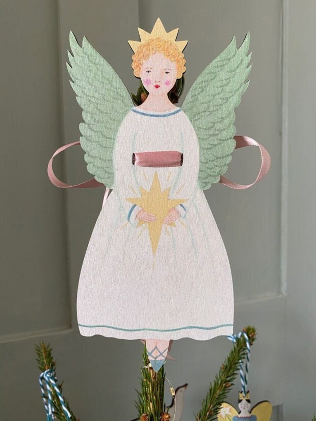 Wooden CHRISTMAS ANGEL Tree Topper - Etsy