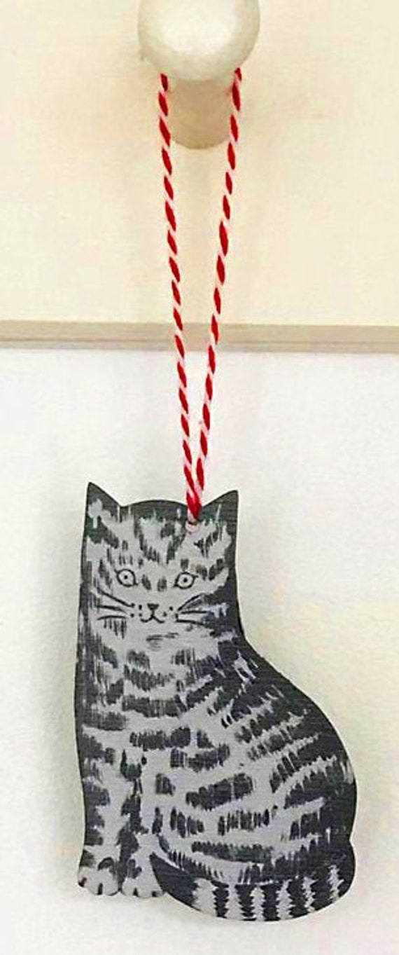 Cinder Cat Wooden hanging decoration printed both sides | Etsy