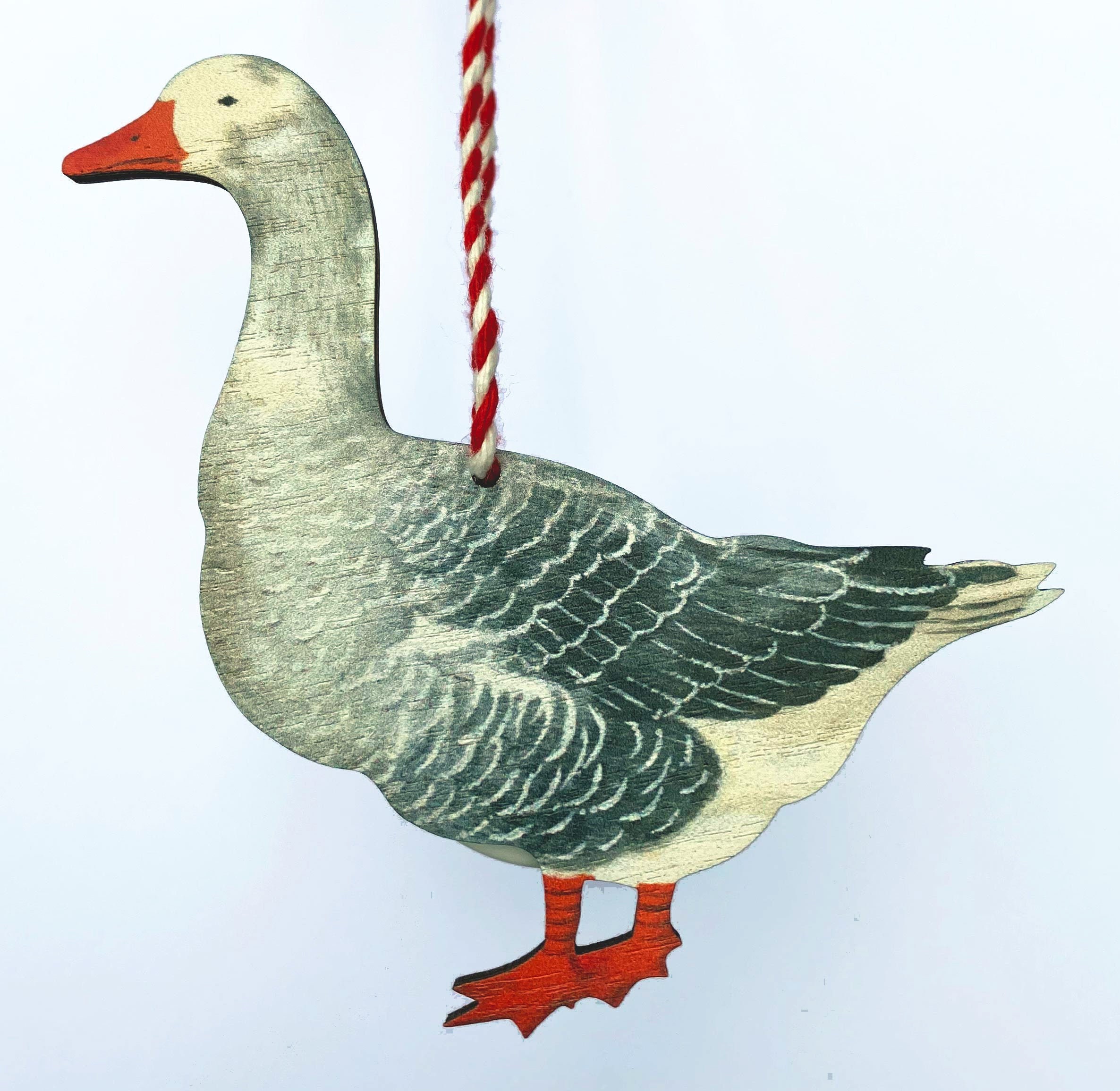 Christmas Goose 3mm ply wooden decoration printed both sides Etsy