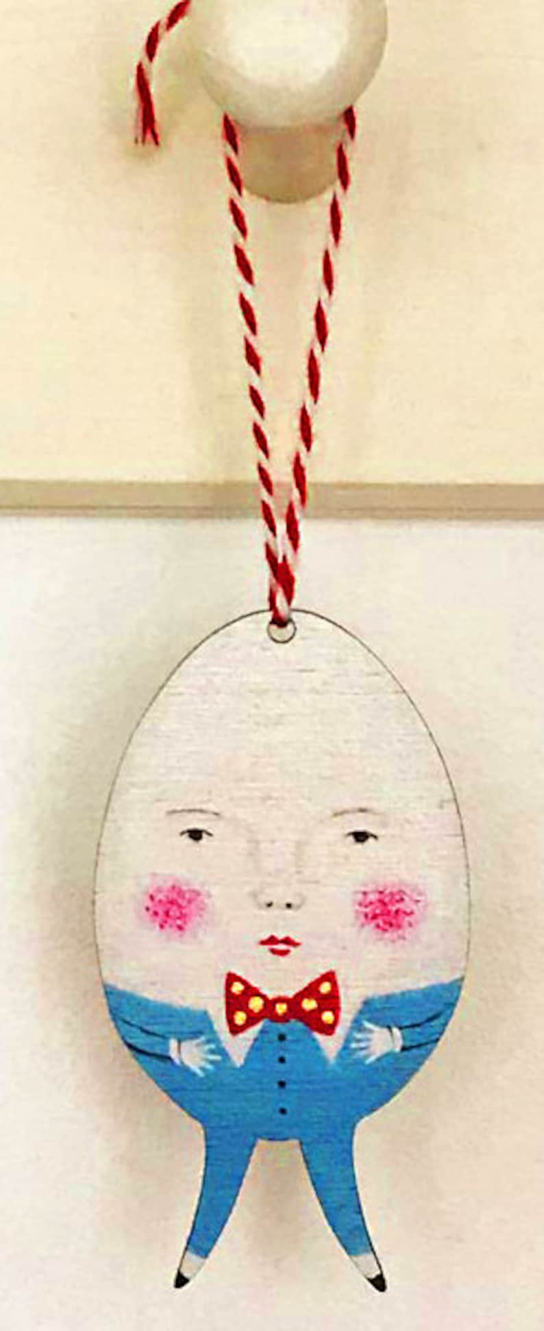 Humpty Dumpty wooden hanging decoration image 1