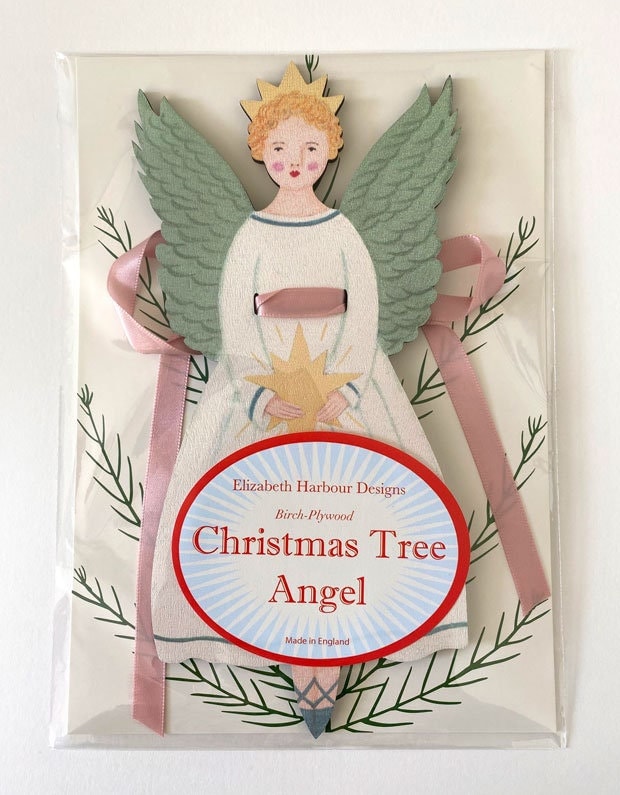 Wooden CHRISTMAS ANGEL Tree Topper