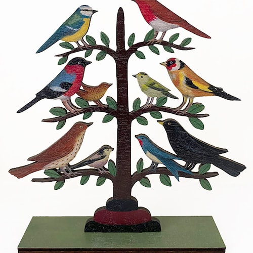Árbol Cantor - adorno de madera para la repisa de la chimenea