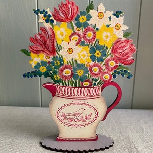 Easter Flower Jug - wooden mantle ornament