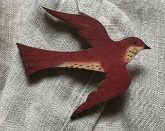 Lapel pin-brooch - FLYING THRUSH