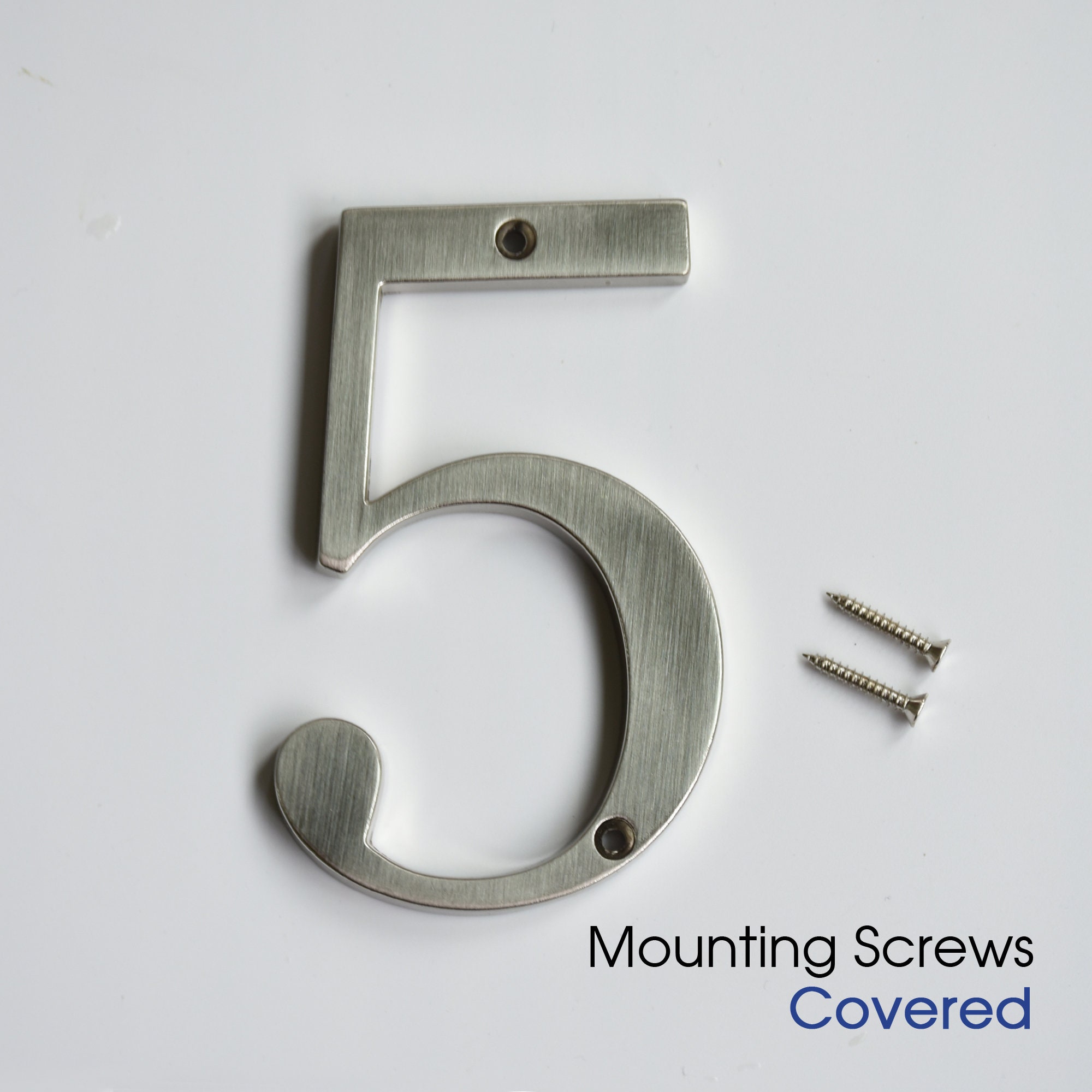 4 Inch Metal House Numbers Brushed Nickel Etsy