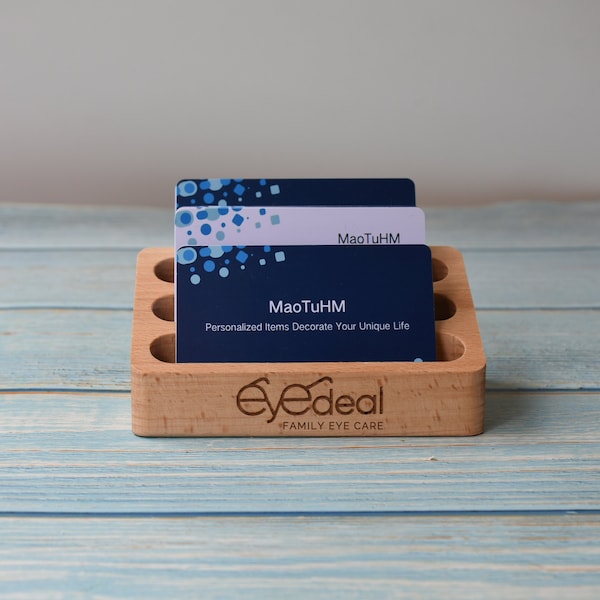 Custom Wood Business Card Holder for Desk