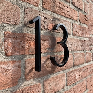 5/6/8 inch Modern Metal Floating House Numbers Black