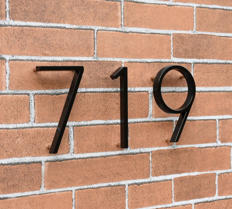 5 Inch Modern Floating Metal House Numbers 