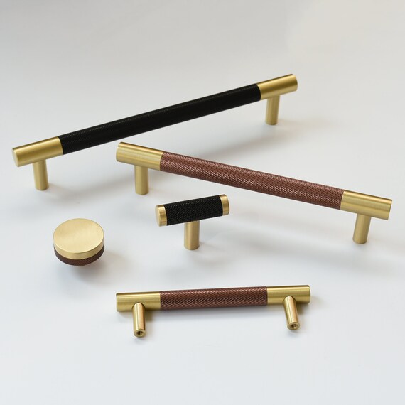 Knurled Brass Drawer Pulls Knobs Etsy