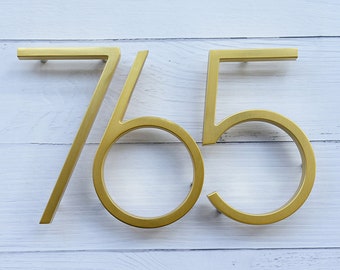 Numéros de maison flottants modernes en métal de 15 cm (6 po.) or