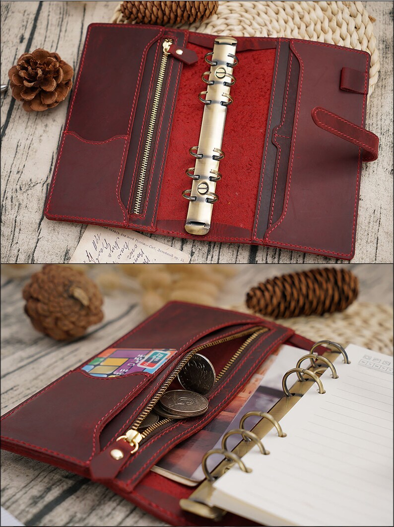 Personalized A6 A5 Leather Binder Organizer Leather Journal Etsy