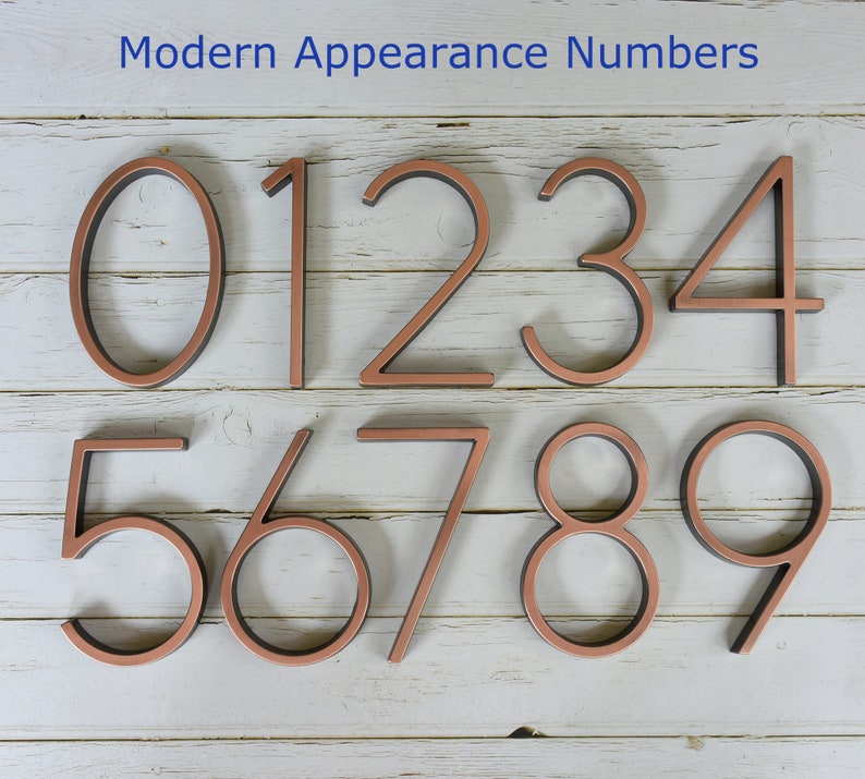 5 Inch Modern Metal House Numbers Bronze Etsy