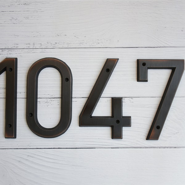 6 Inch Metal House Numbers Aged Bronze