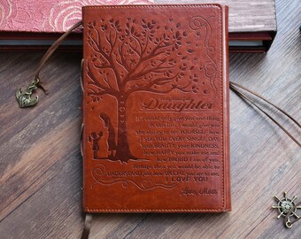 Big Tree Diary-daughter-PU-dad To My Daughter Leather Journal 120 Page Travel Journal Diary Sketch Book Gift for Girls-Graduation Gift 