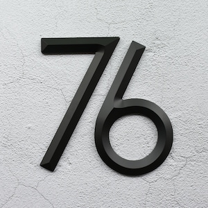 7.87 Inch Modern Embossed Floating House Numbers Matte Black