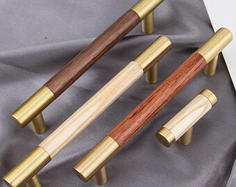 Walnut Brass Drawer Pulls Cabinet Handles