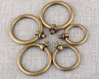 Solid Brass Ring Pulls Cabinet Drawer Pull