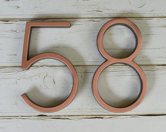 5 Inch Modern Metal House Numbers Bronze