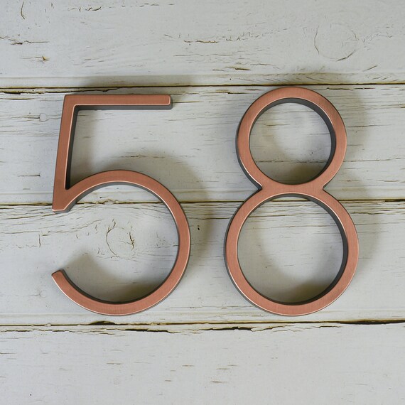 5 Inch Modern Metal House Numbers Bronze Etsy Australia