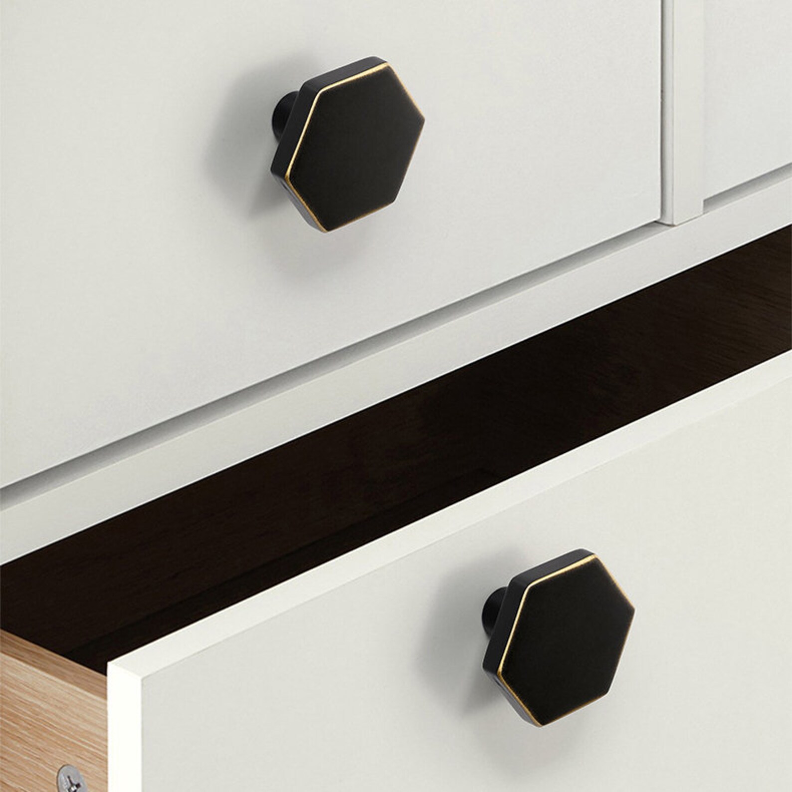 Solid Brass Hexagon Knobs Etsy