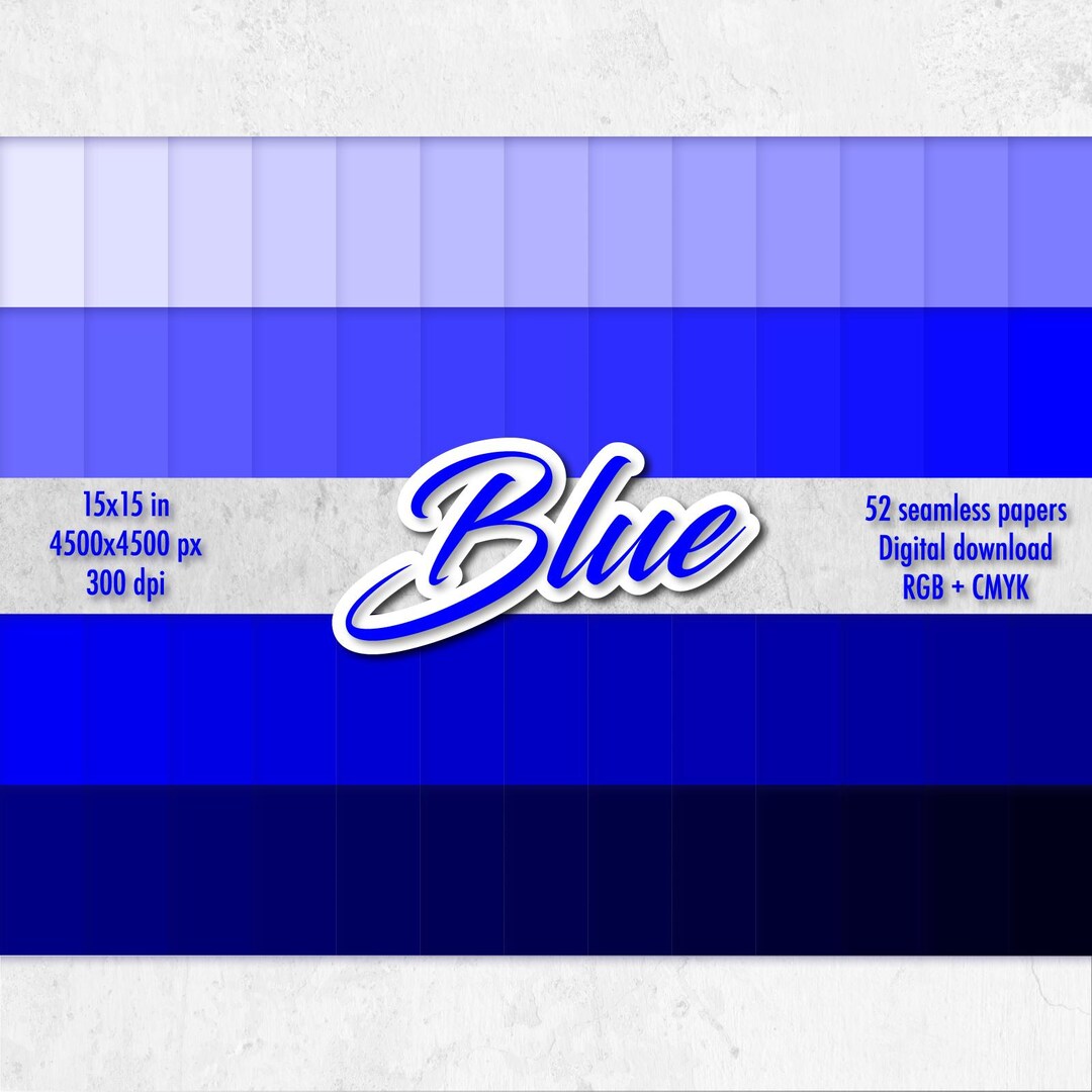 Rgb Paper 52 Shades of Blue - Digital Papers - Instant Download - RGB+CMYK - 104 ...