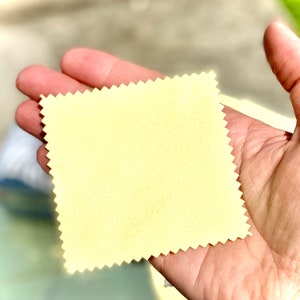 Mini Jewellery Cleaning Cloth Copper Silver Gold - Polish Impregnated into Cloth -4.5" Diag or 8cmx8cm - Pale Yellow