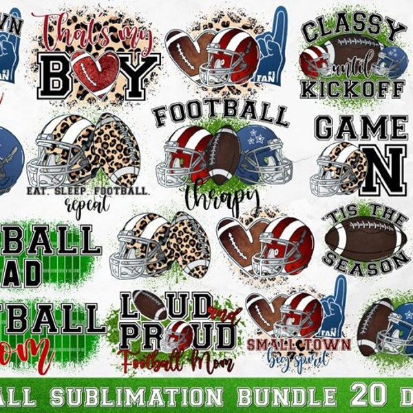 Football Sublimation Bundle, Football PNG Bundle, Football Sublimation Designs, 20 PNG Files, Football Quotes Sublimation Bundle, 300 PPI