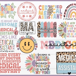 Medical Assistant SVG PNG Bundle: Retro Boho Designs (Digital Download)