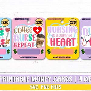 Infermiera Money Cards PNG Bundle / Stampabile Nurse Money Holders / Money Cards PNG / Print-then-cut Project / Printable Nurse Gift