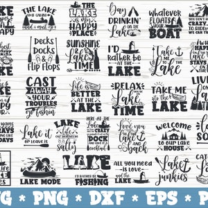 Lake SVG Bundle png dxf eps Lake Lover svg Lake Life Lake House Cortar archivos Vacaciones de verano SVG Descarga instantánea Uso comercial