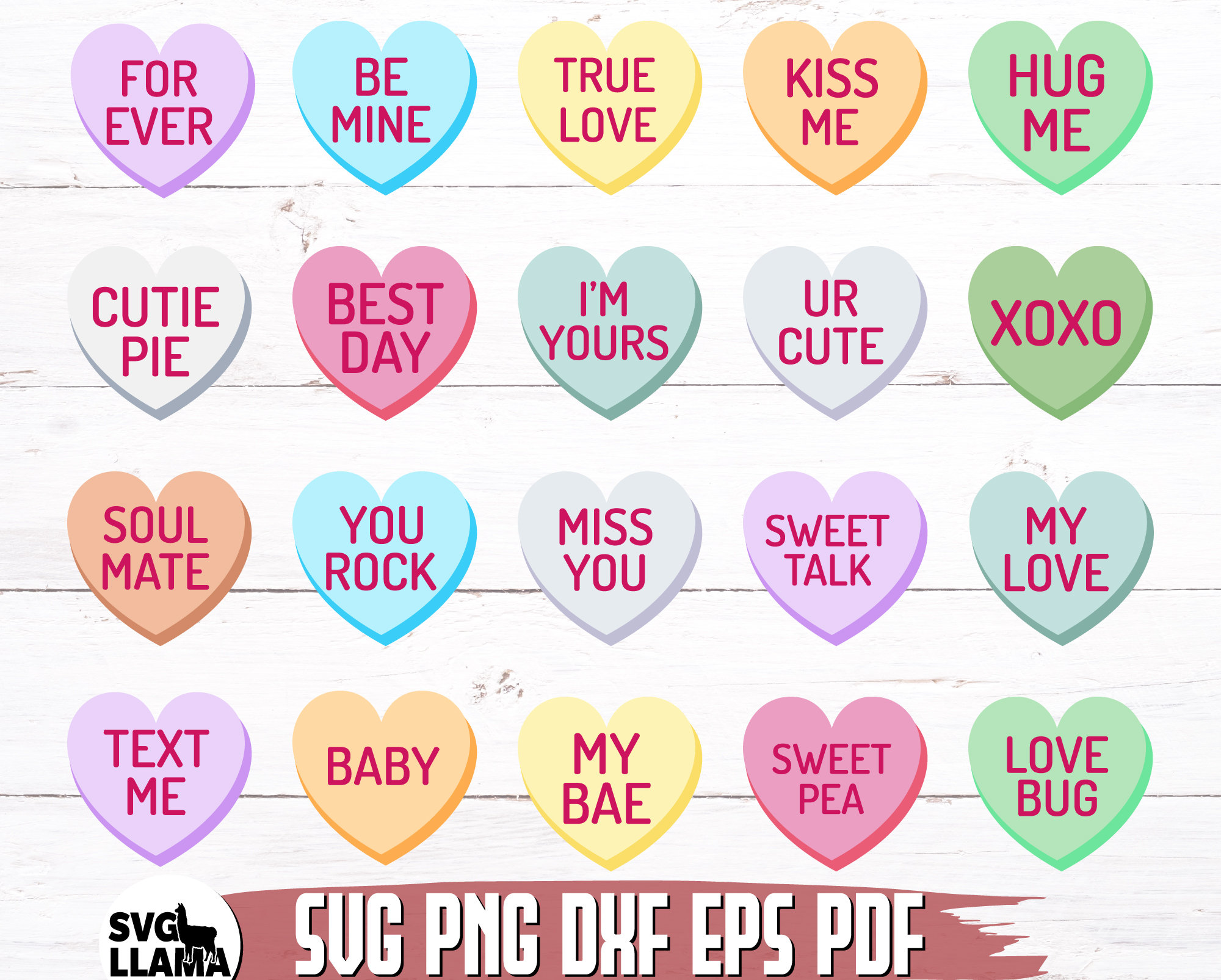 20 Conversation Hearts SVG Valentines Day SVG Valentine | Etsy