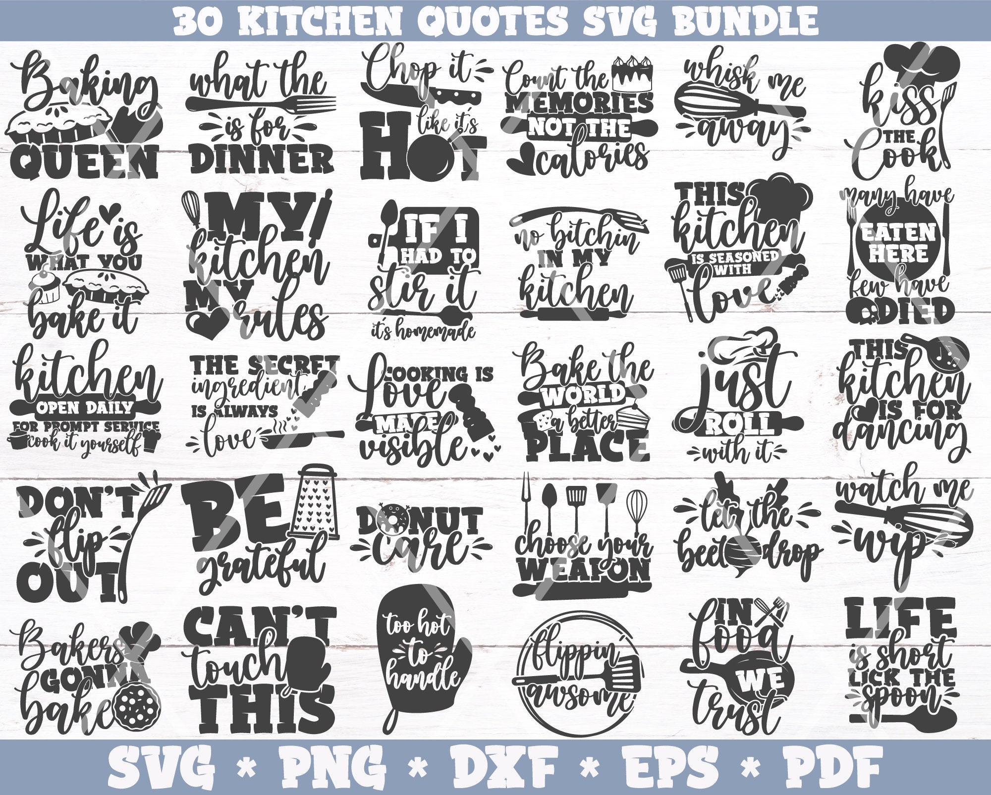 Kitchen SVG Bundle Cooking SVG Bundle Cut Files Files - Etsy