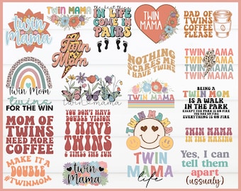 Twin Mom SVG PNG Bundle, Muttertag Shirt Designs (kommerzielle Nutzung, digitaler Download)