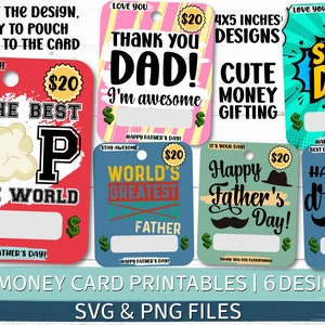 Vaderdag Money Card, Money Card Holder PNG Bundel, Money Card PNG Designs, Gift Card Holder, Print and Cut, Dad Gift PNG File
