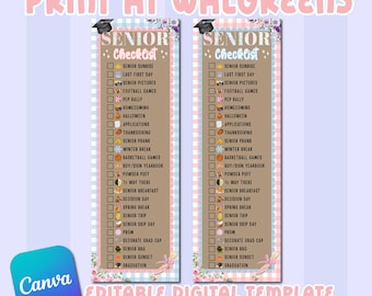 Szablon baneru na listę kontrolną/życzenia dla absolwentów | Wydruk 2x6 Walgreens | Baner na rok maturalny 2027 | Edytowalny szablon Canva