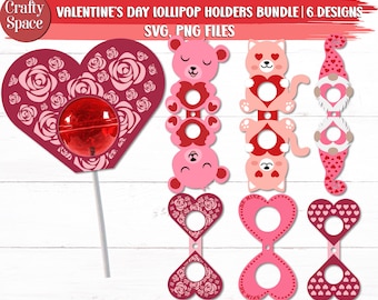 Valentine Lollipop Holder SVG Bundle: 6 Designs (Digital Download)